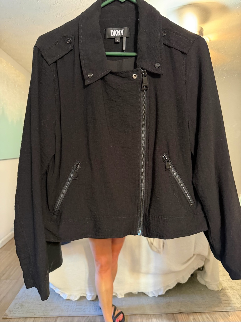 DKNY Black Utility Zip-Front Jacket